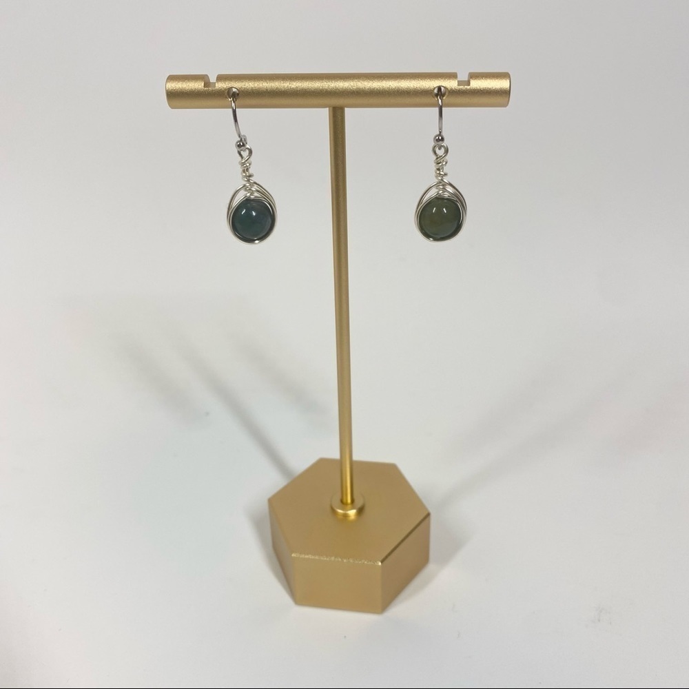 Handmade Fire Crackle Agate Dangling Earrings